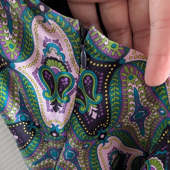 Laundry by Shelli Segal Silk Paisley Halter Midi Dress Size 12 Purple Green - Picture 10 of 12